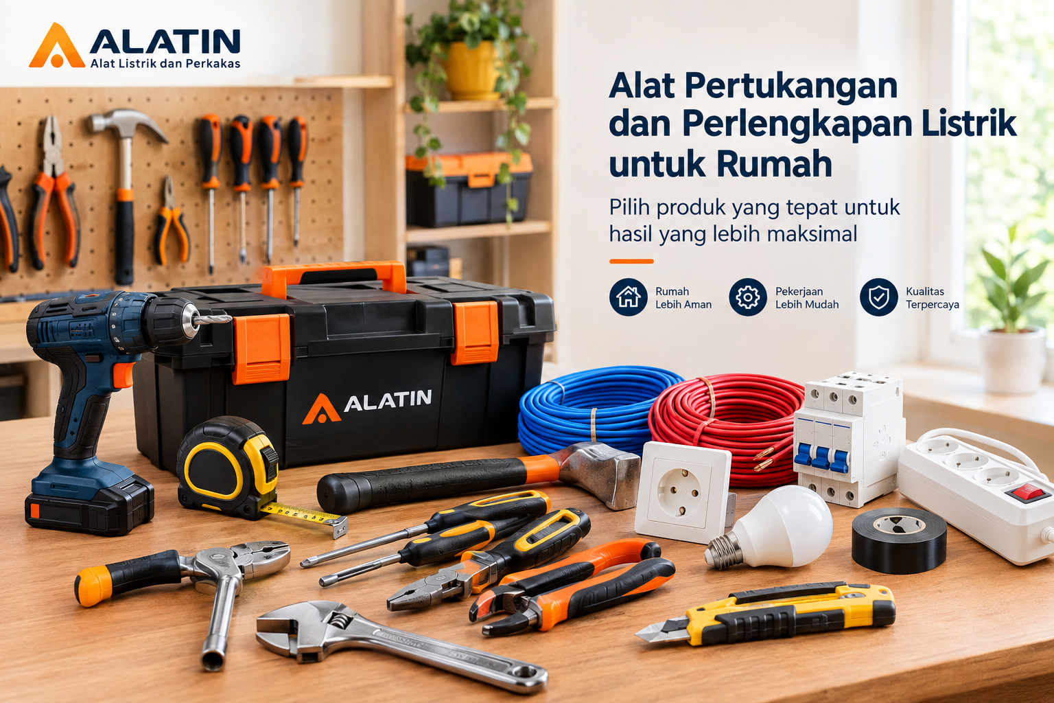 Alat pertukangan dan perlengkapan listrik untuk kebutuhan rumah ALATIN