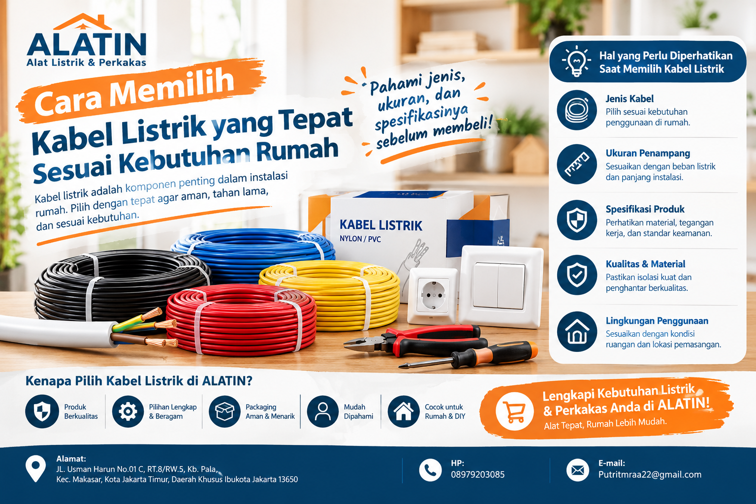 Cara memilih kabel listrik untuk rumah dengan memperhatikan jenis, ukuran, spesifikasi, dan kebutuhan penggunaan