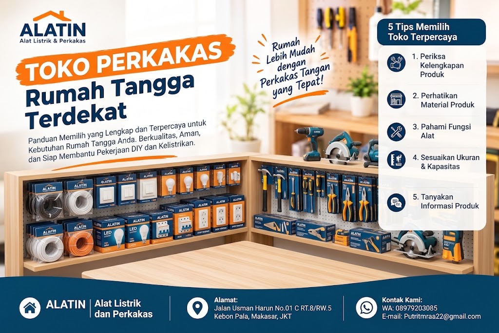 Toko perkakas rumah tangga terdekat dengan berbagai alat listrik dan perkakas